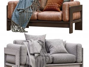 leather sofa bastiano petite settee by knoll 3D Modell
