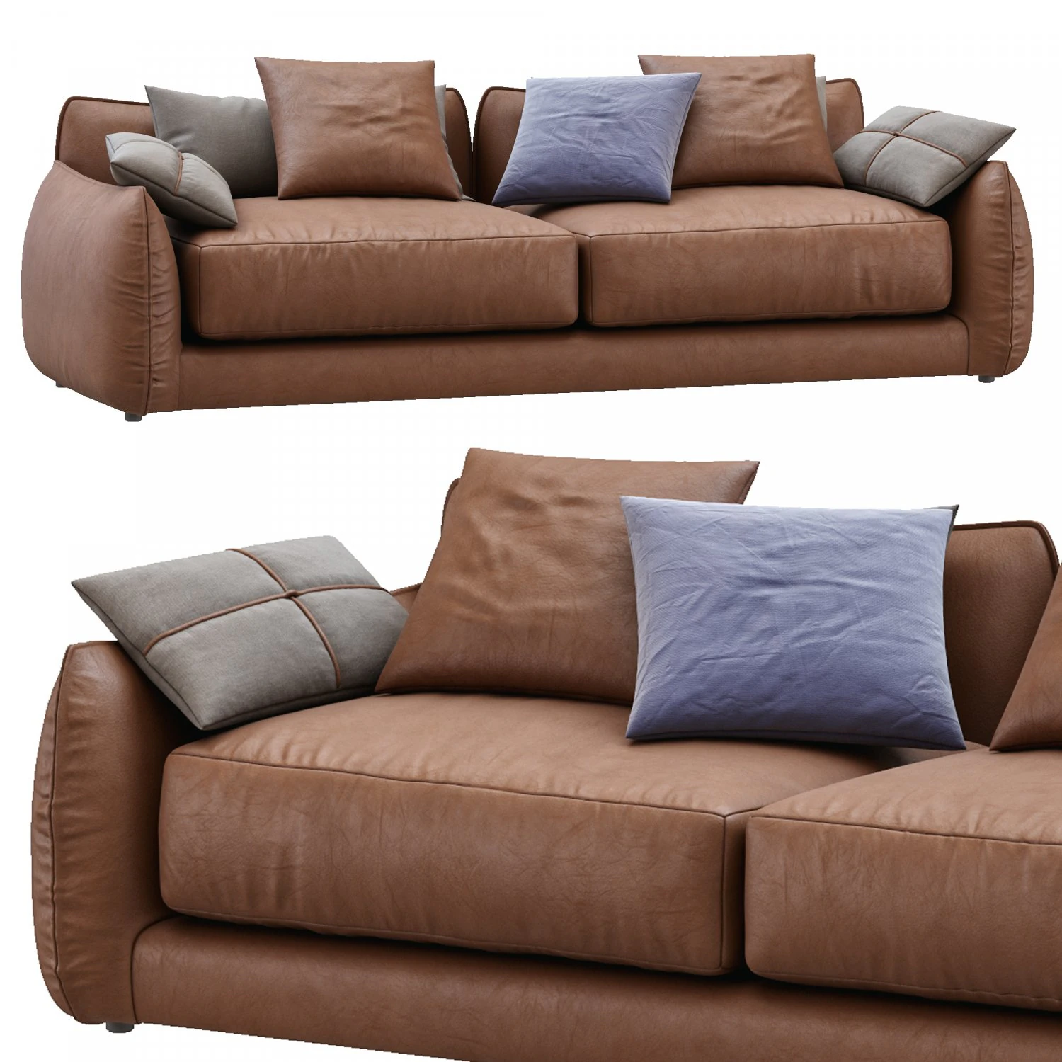 leather sofa james by montauksofa 3D Model .c4d .max .obj .3ds .fbx .stl .blend 
