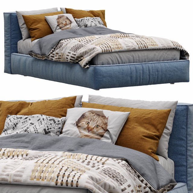 flexteam bed slim one Model 3D .c4d .max .obj .3ds .fbx .stl .blend 