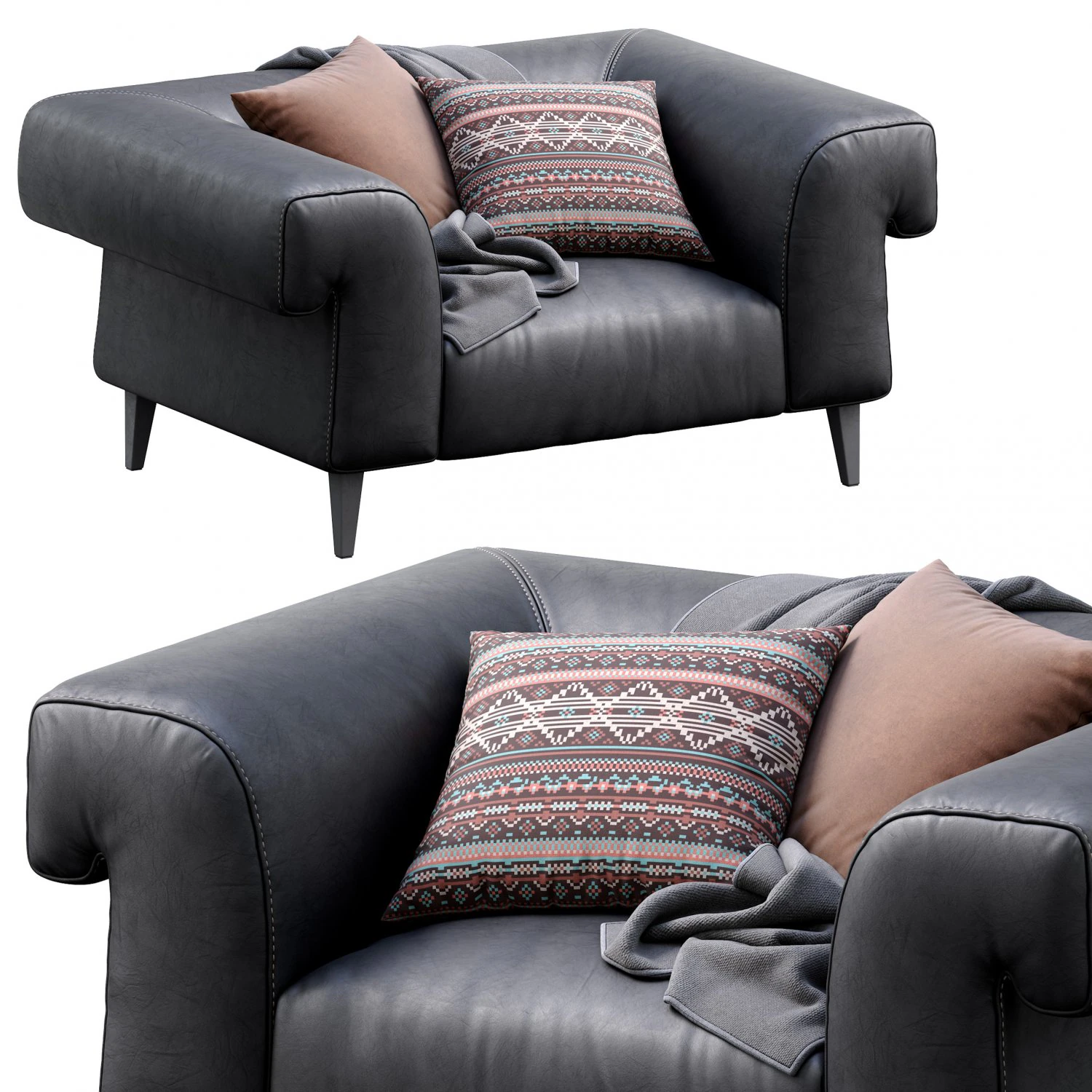 leather armchair soho 3D Model .c4d .max .obj .3ds .fbx .stl .blend 