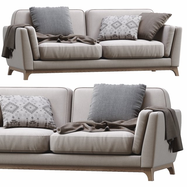 ceni volcanic gray sofa by article 2 3D Модель .c4d .max .obj .3ds .fbx .stl .blend 