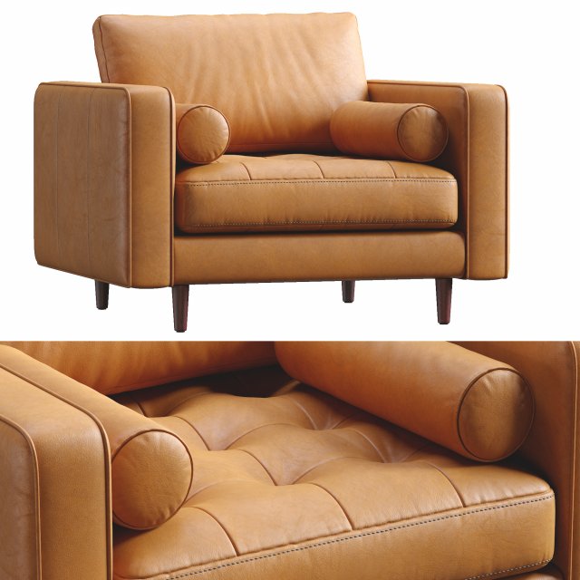 sven charme tan chair 3D Модель .c4d .max .obj .3ds .fbx .stl .blend 