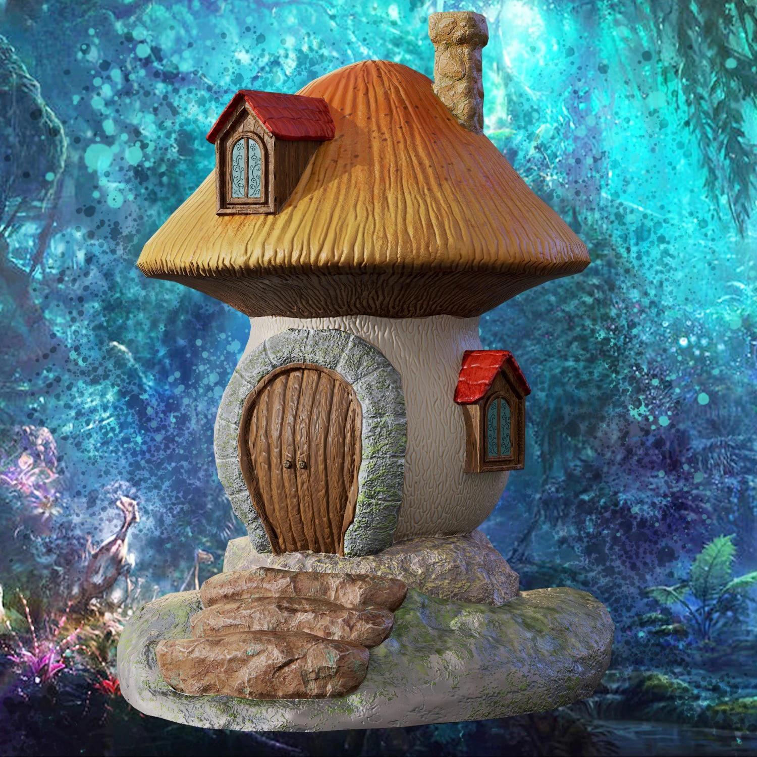 mushroom fantasy house 3D Model .c4d .max .obj .3ds .fbx .stl .blend