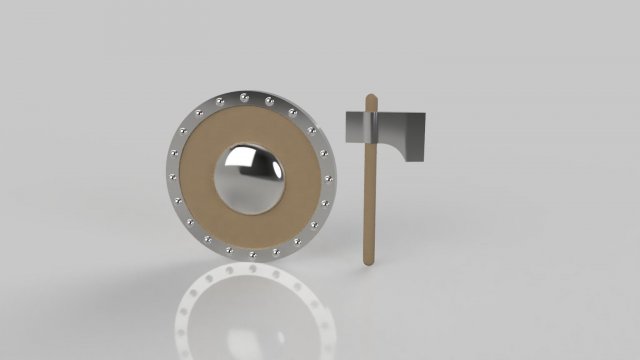 Low poly axe shield Model 3D .c4d .max .obj .3ds .fbx .stl .blend 
