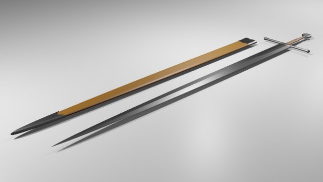low poly medieval sword 3Dモデル .c4d .max .obj .3ds .fbx .stl .blend