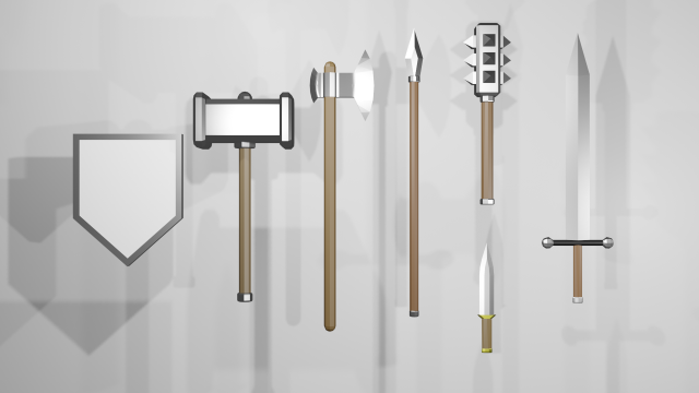 low poly melee pack Modèle 3D .c4d .max .obj .3ds .fbx .stl .blend 