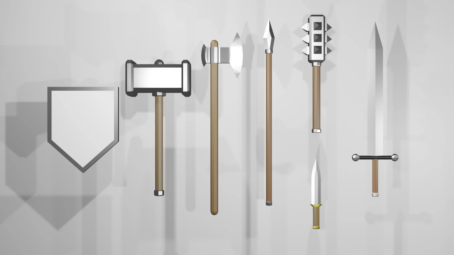 low poly melee pack 3D Model .c4d .max .obj .3ds .fbx .stl .blend 