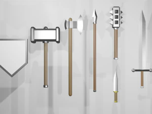 low poly melee pack 3D Model