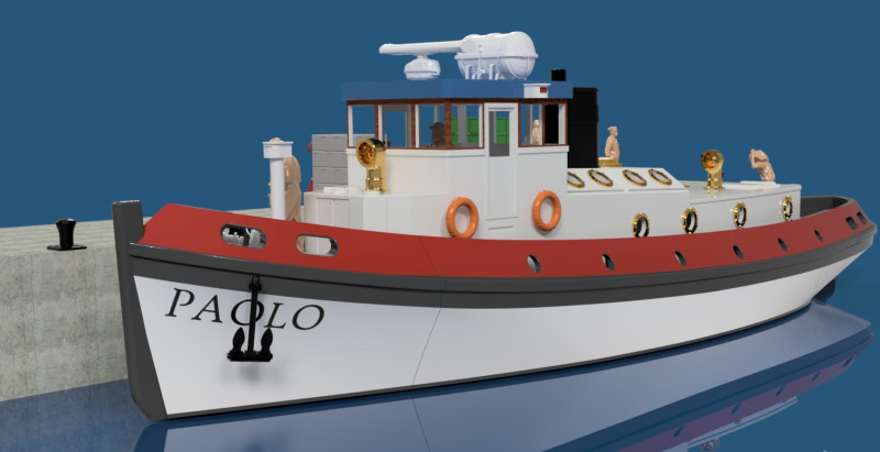 Sleepbootschip scala 1-24 voor statisch diorama 3D printmodel .c4d .max .obj .3ds .fbx .stl .blend