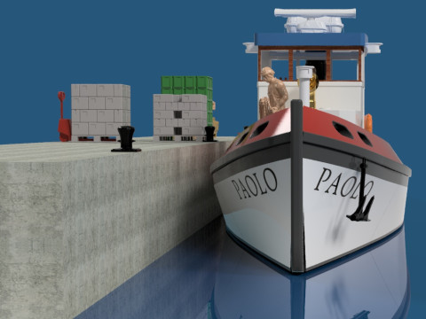 Sleepbootschip scala 1-24 voor statisch diorama 3D printmodel