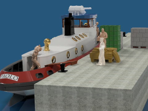 Sleepbootschip scala 1-24 voor statisch diorama 3D printmodel