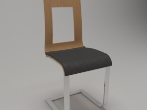 chair wood metal leather Model 3D