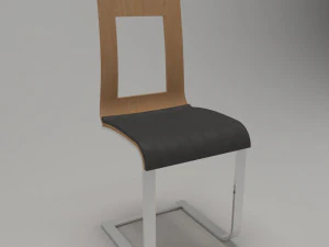 의자 나무 금속 가죽 3D 모델