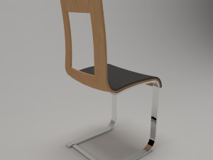 chair wood metal leather 3D Модель