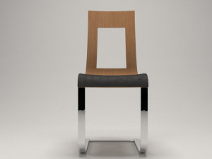 chair wood metal leather 3D Модель