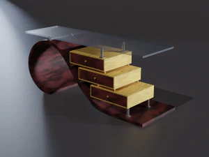 meja atas kaca Model 3D