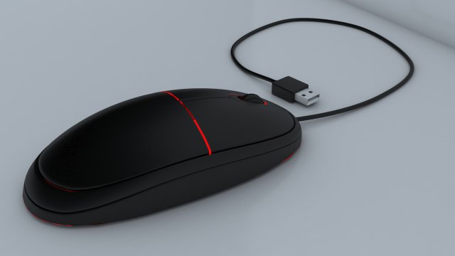 mouse with usb cable 3D Model .c4d .max .obj .3ds .fbx .stl .blend 