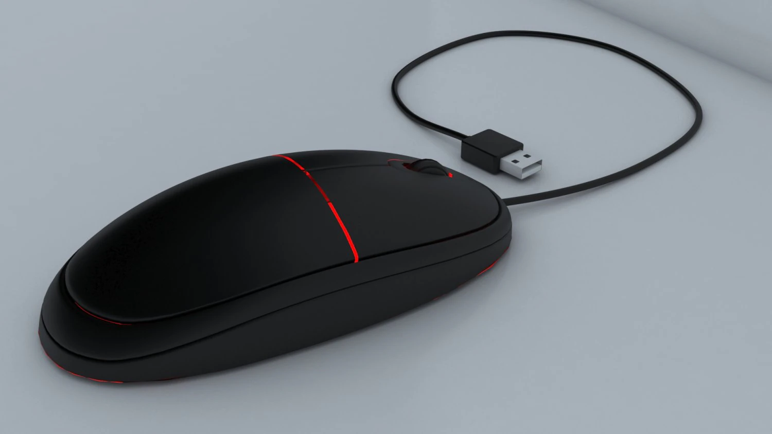 Maus mit USB-Kabel 3D Modell .c4d .max .obj .3ds .fbx .stl .blend 