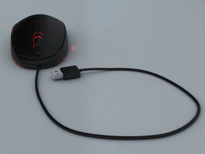 Maus mit USB-Kabel 3D Modell