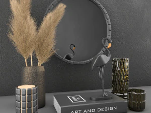 decorative set with dry plant 3D Model