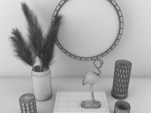 decorative set with dry plant 3D Model