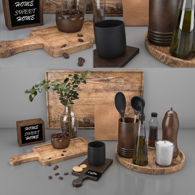 kitchen decor set 3D Модель .c4d .max .obj .3ds .fbx .stl .blend 