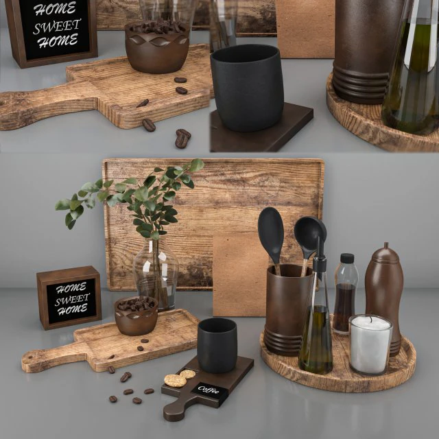 conjunto de decoração de cozinha Modelo 3D .c4d .max .obj .3ds .fbx .stl .blend