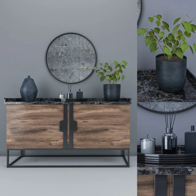 composi&ccedil;&atilde;o de m&oacute;veis com conjunto de decora&ccedil;&atilde;o Modelo 3D .c4d .max .obj .3ds .fbx .stl .blend 