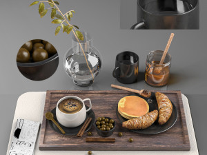 breakfast and coffee set Model 3D