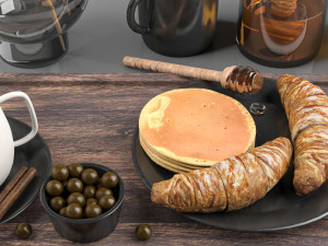 breakfast and coffee set Model 3D
