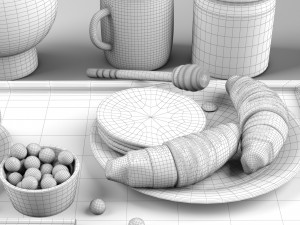 breakfast and coffee set Model 3D