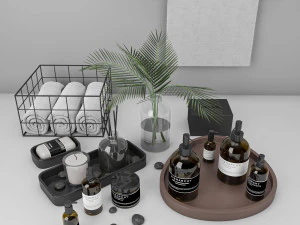 conjunto de decora&ccedil;&atilde;o de banheiro 4 Modelo 3D