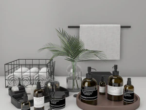 conjunto de decora&ccedil;&atilde;o de banheiro 4 Modelo 3D