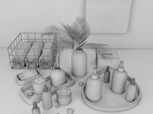 conjunto de decora&ccedil;&atilde;o de banheiro 4 Modelo 3D