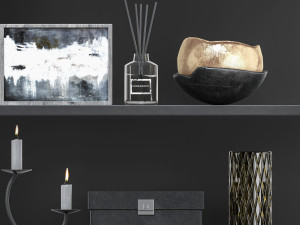 decorative set on shelves 3D Model
