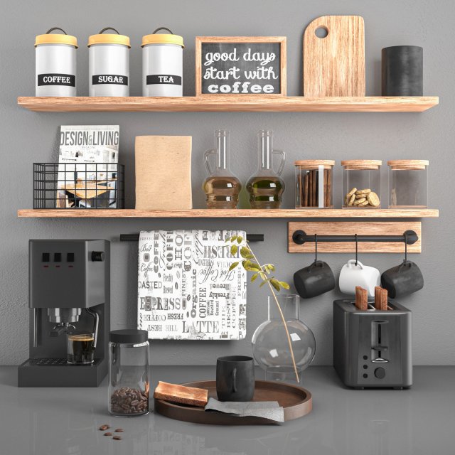 kitchen decor set 5 Modelo 3D .c4d .max .obj .3ds .fbx .stl .blend 