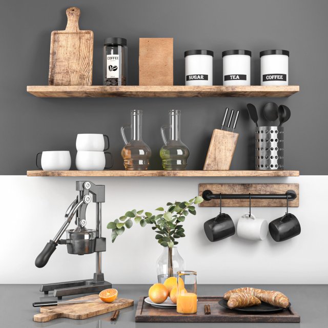 kitchen set 7 3D Model .c4d .max .obj .3ds .fbx .stl .blend 