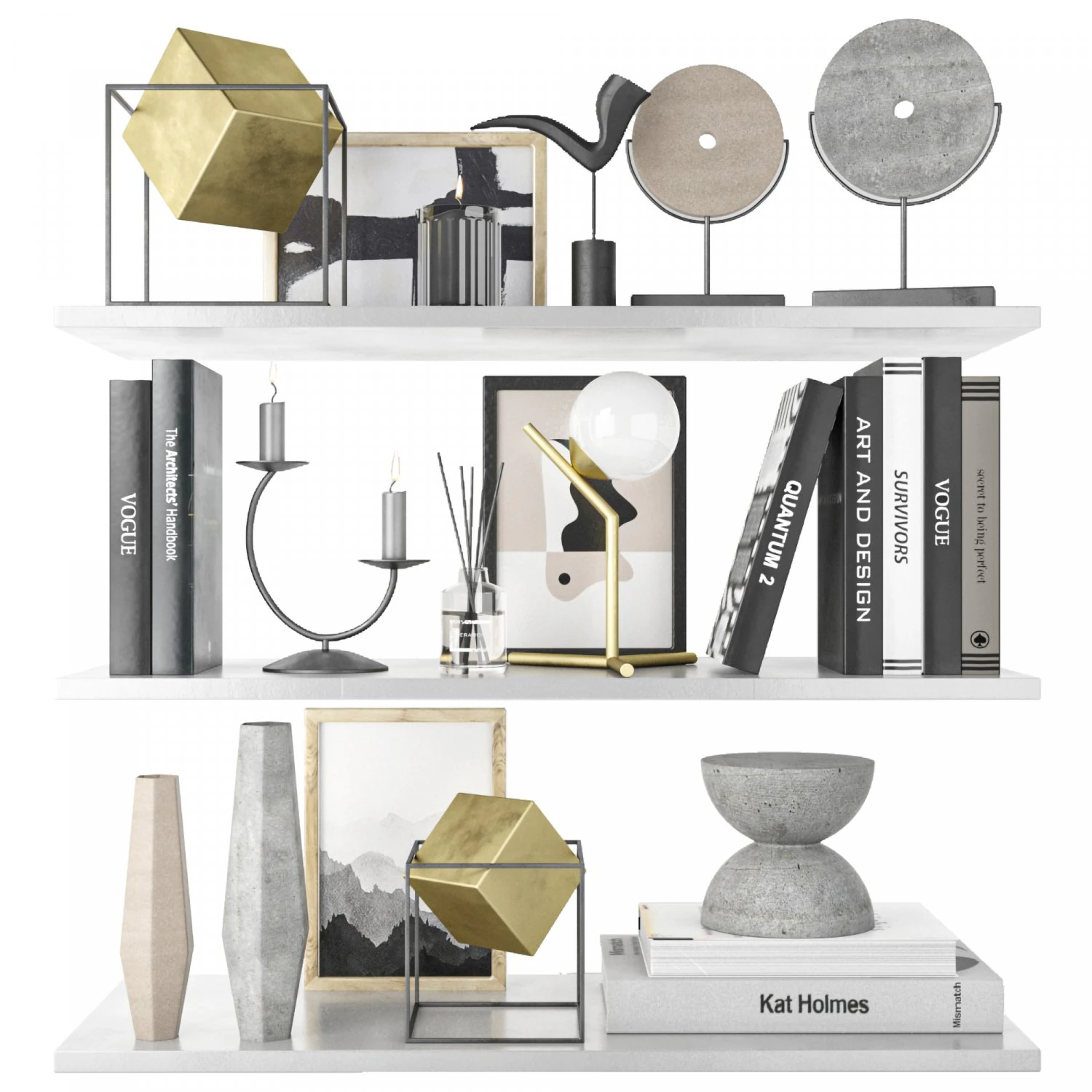 decorative set on shelves 5 3D Model .c4d .max .obj .3ds .fbx .stl .blend 