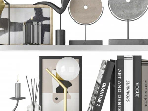 decorative set on shelves 5 3D Model