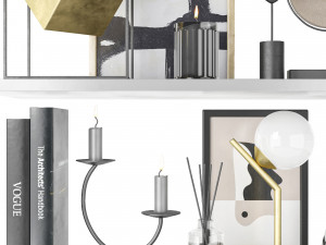 decorative set on shelves 5 3D 모델