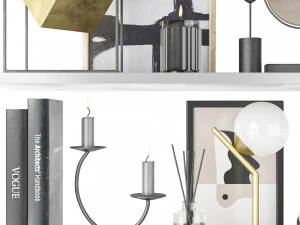 decorative set on shelves 5 3D Model