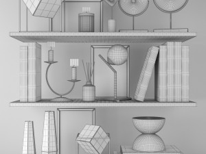 decorative set on shelves 5 3D 모델