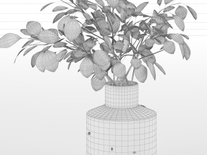 indoor eucalyptus plant in glass vase 3D Model