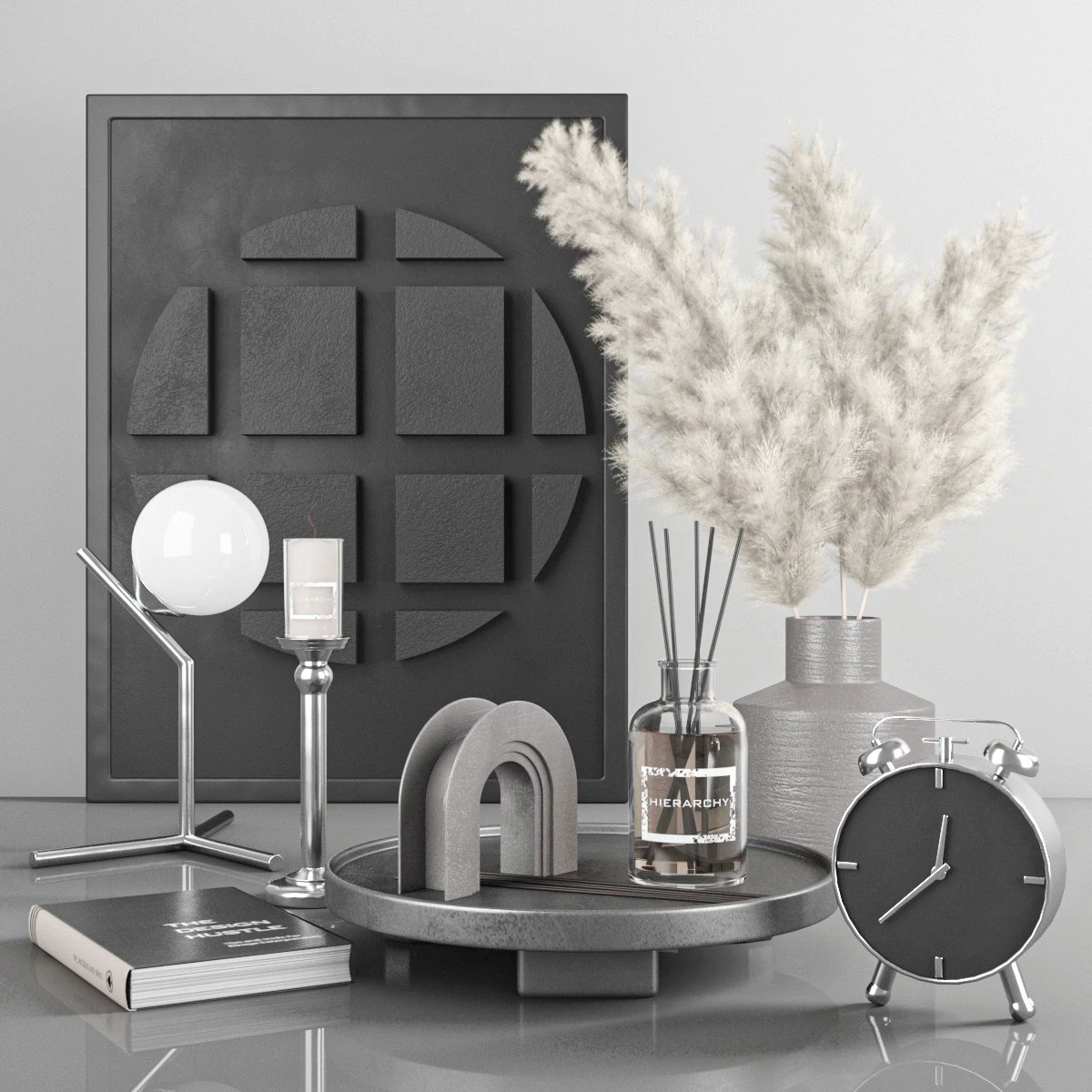 decorative set with pampas 4 3D Model .c4d .max .obj .3ds .fbx .stl .blend