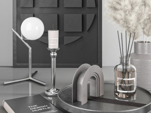decorative set with pampas 4 Model 3D