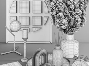 decorative set with pampas 4 3D Model