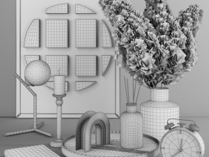 decorative set with pampas 4 Model 3D