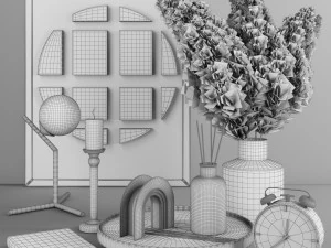 decorative set with pampas 4 3D Model