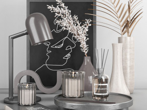 decorative set with dry flower 7 Modelo 3D