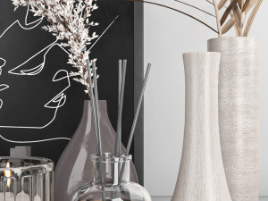 decorative set with dry flower 7 3D Модель